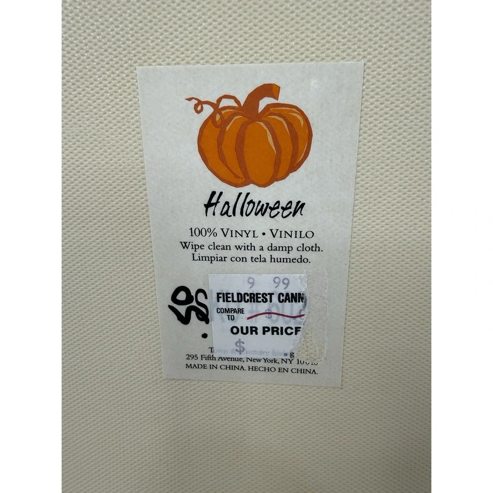 VTG 90's Town Country Halloween Square Vinyl Placemats Set 2 Black Cat JOL RARE